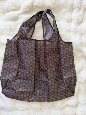 printed eco reusable shopping market tote bag foldable waterproof Brown